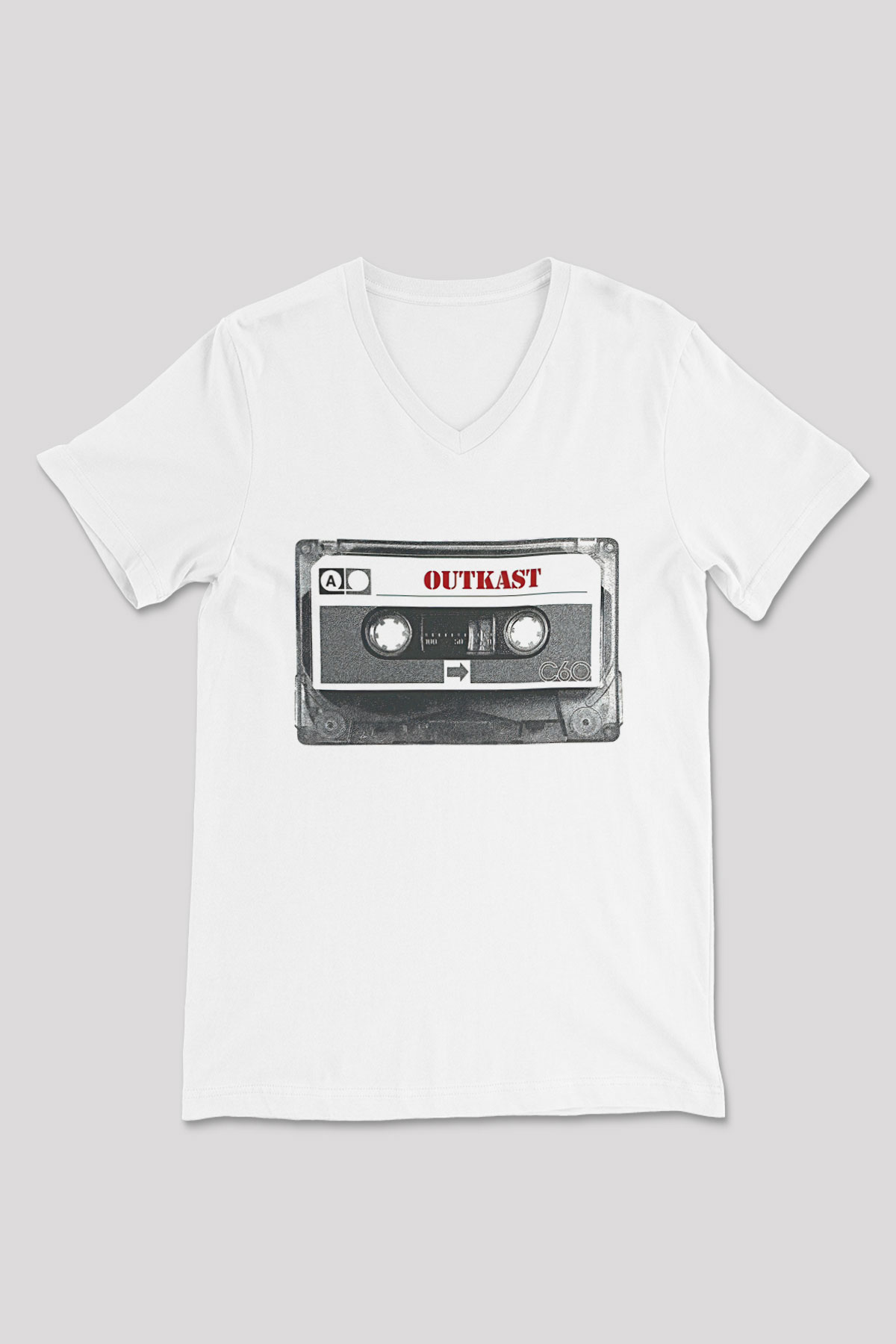 OutKast Baskılı Beyaz Unisex V Yaka Tişört - Tshirt