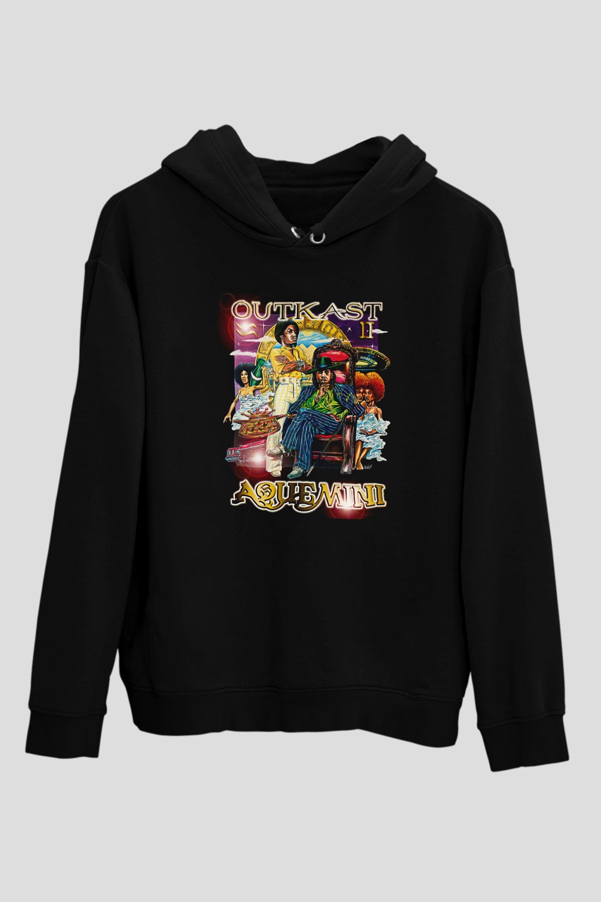 OutKast Baskılı Unisex Siyah Hoodie
