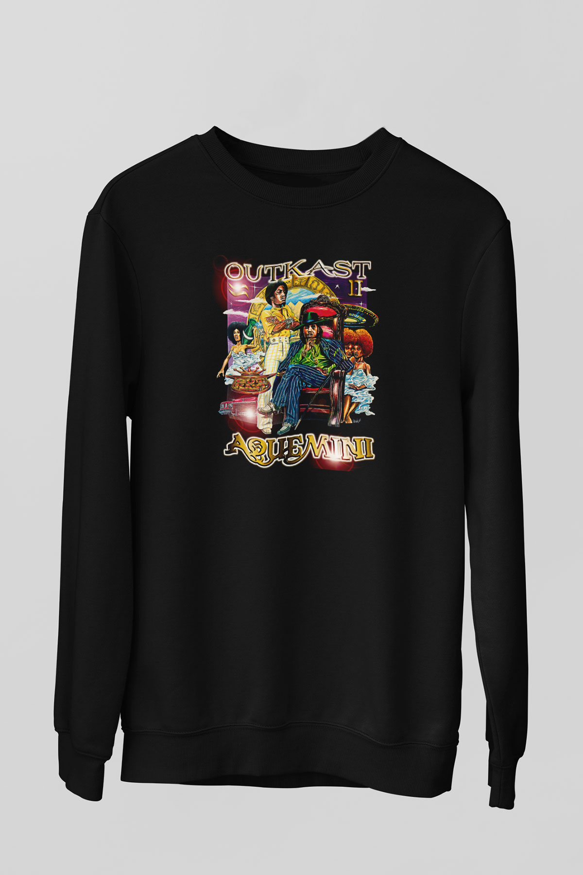 OutKast Baskılı Unisex Siyah Sweatshirt