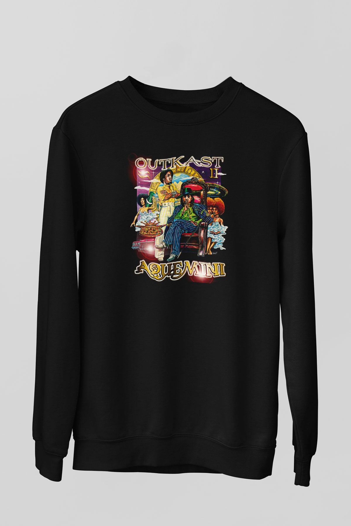 OutKast Baskılı Unisex Siyah Sweatshirt