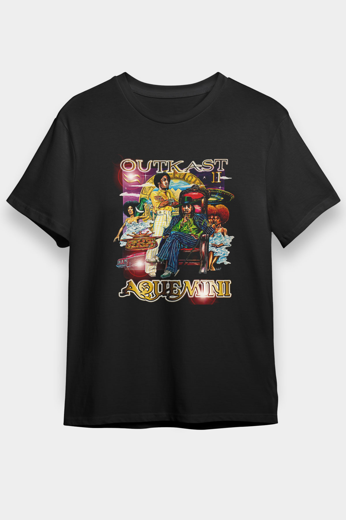 OutKast Baskılı Unisex Siyah Tişört - Tshirt