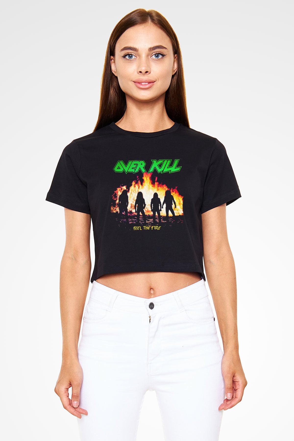 Overkill Siyah Crop Top Tişört