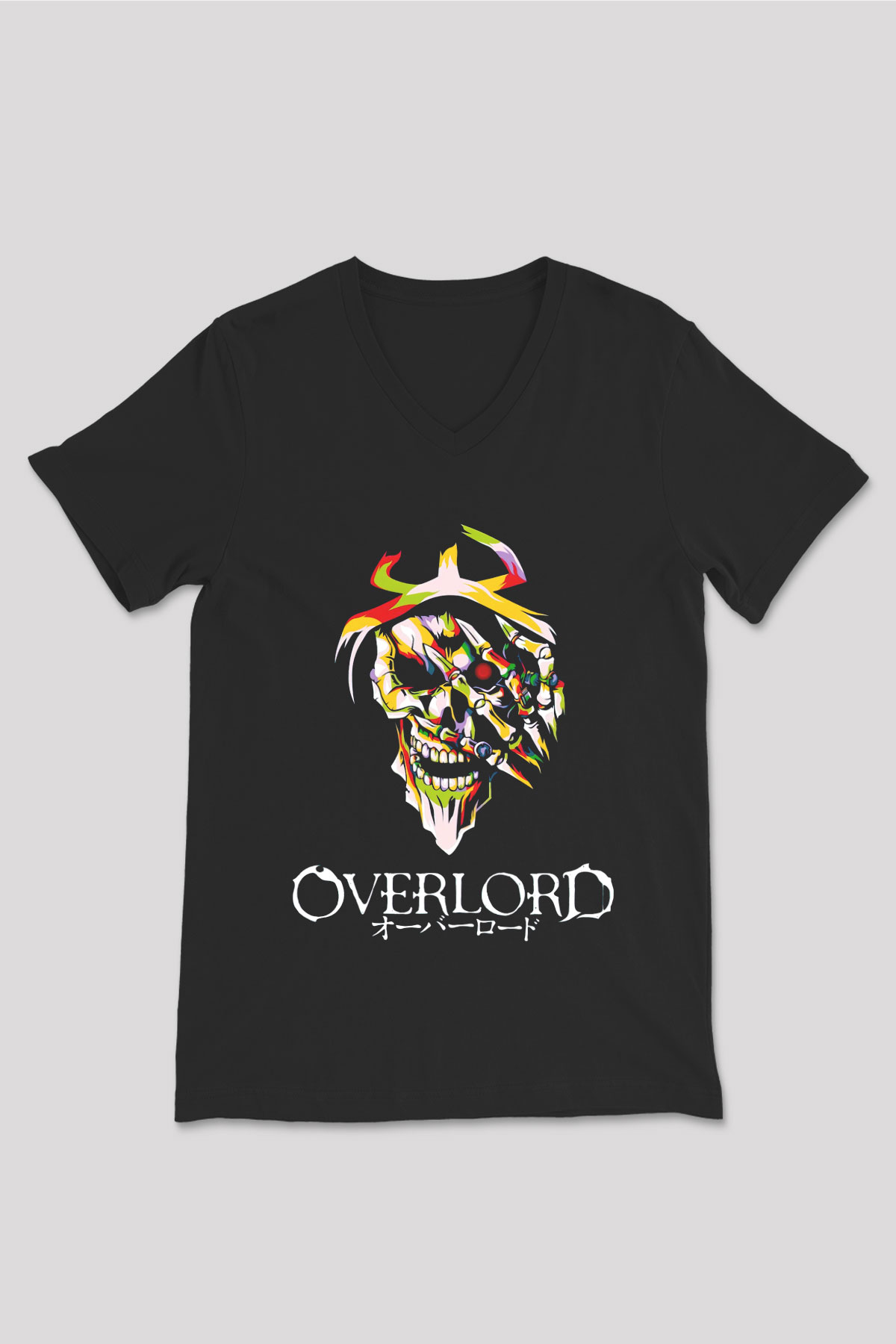 Overlord Siyah Unisex V Yaka Tişört