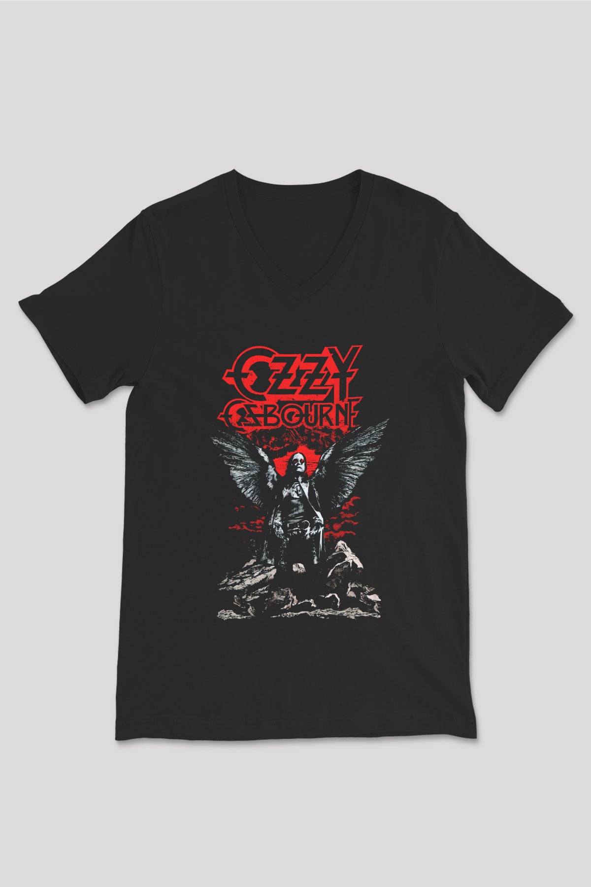 Ozzy Osbourne Siyah Unisex V Yaka Tişört