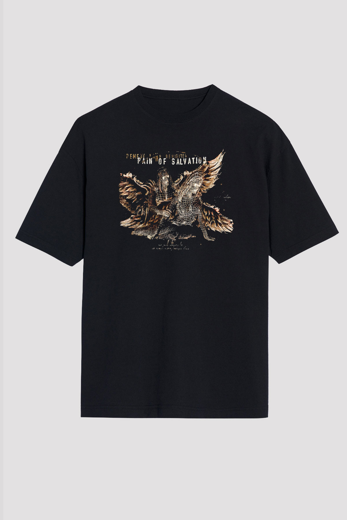 Pain Of Salvation Baskılı Unisex Siyah Oversize Tişört - Tshirt