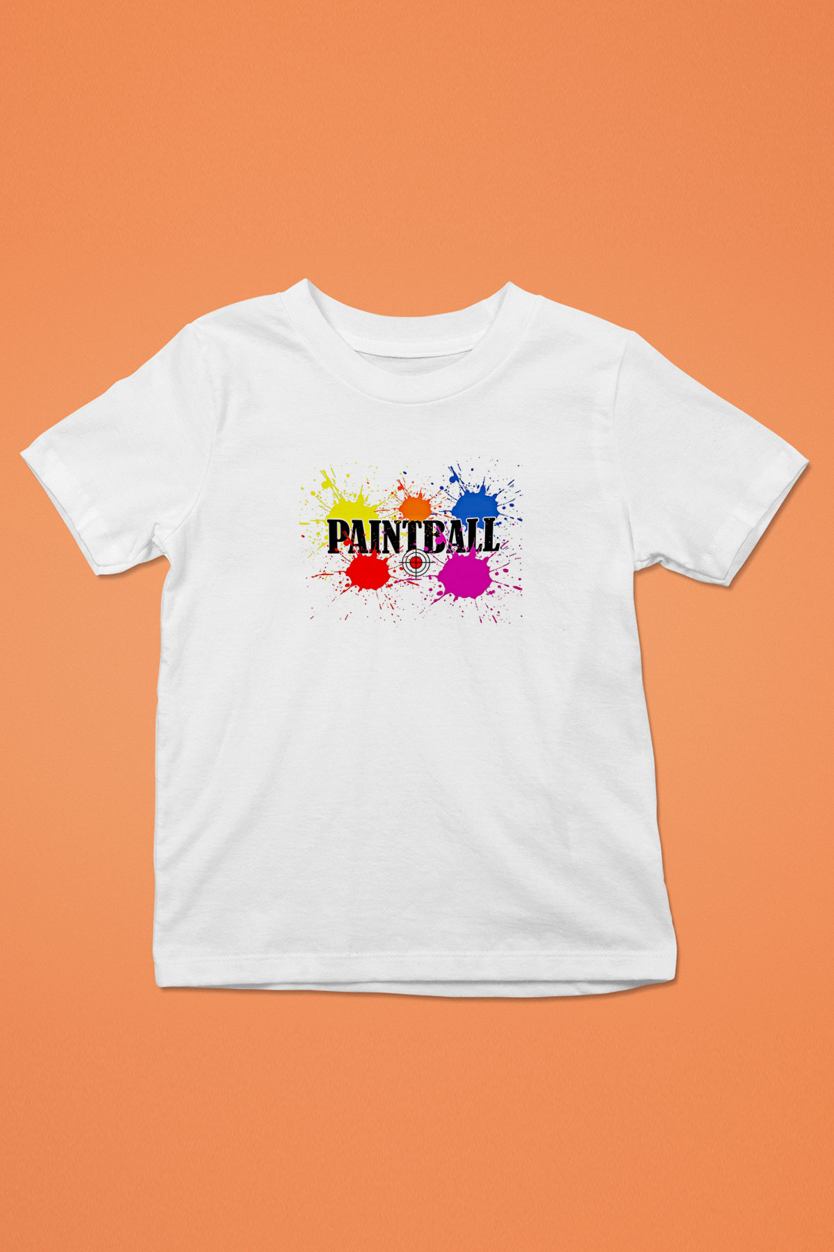 Paintball Baskılı Unisex Beyaz Çocuk Tişört - Tshirt