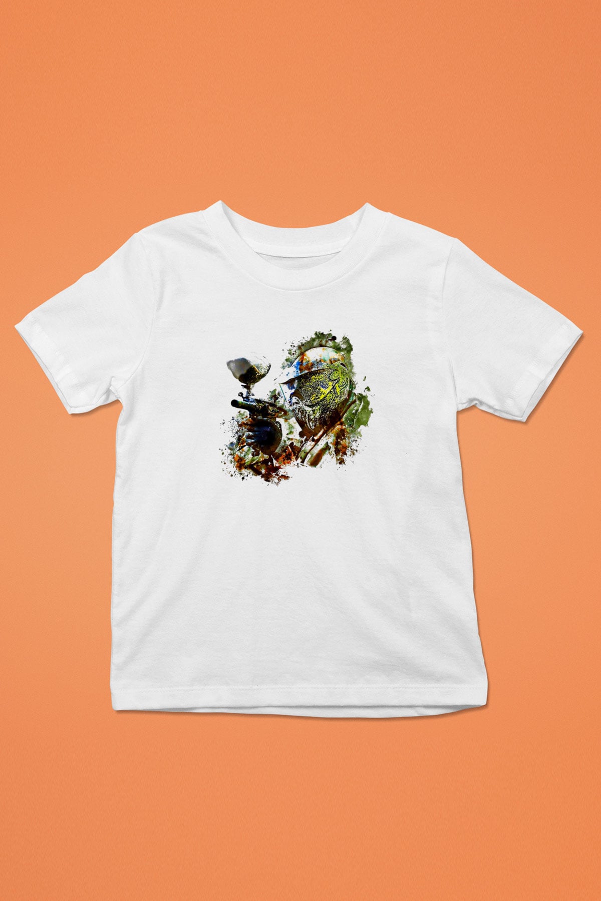 Paintball Baskılı Unisex Beyaz Çocuk Tişört - Tshirt