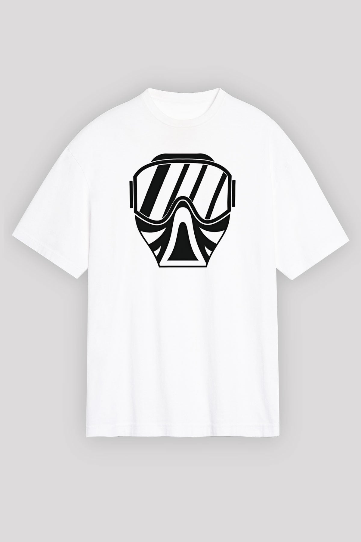 Paintball Baskılı Unisex Beyaz Oversize Tişört - Tshirt