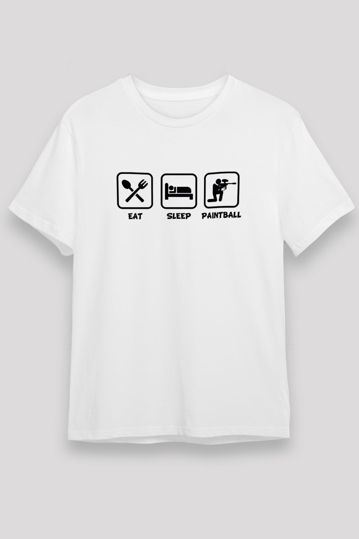 Paintball Baskılı Unisex Beyaz Tişört - Tshirt