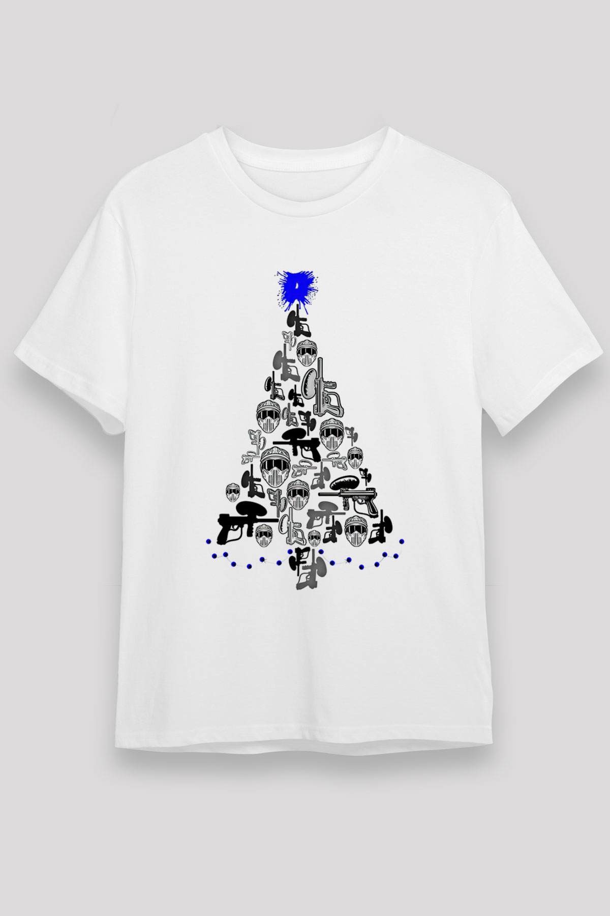 Paintball Baskılı Unisex Beyaz Tişört - Tshirt
