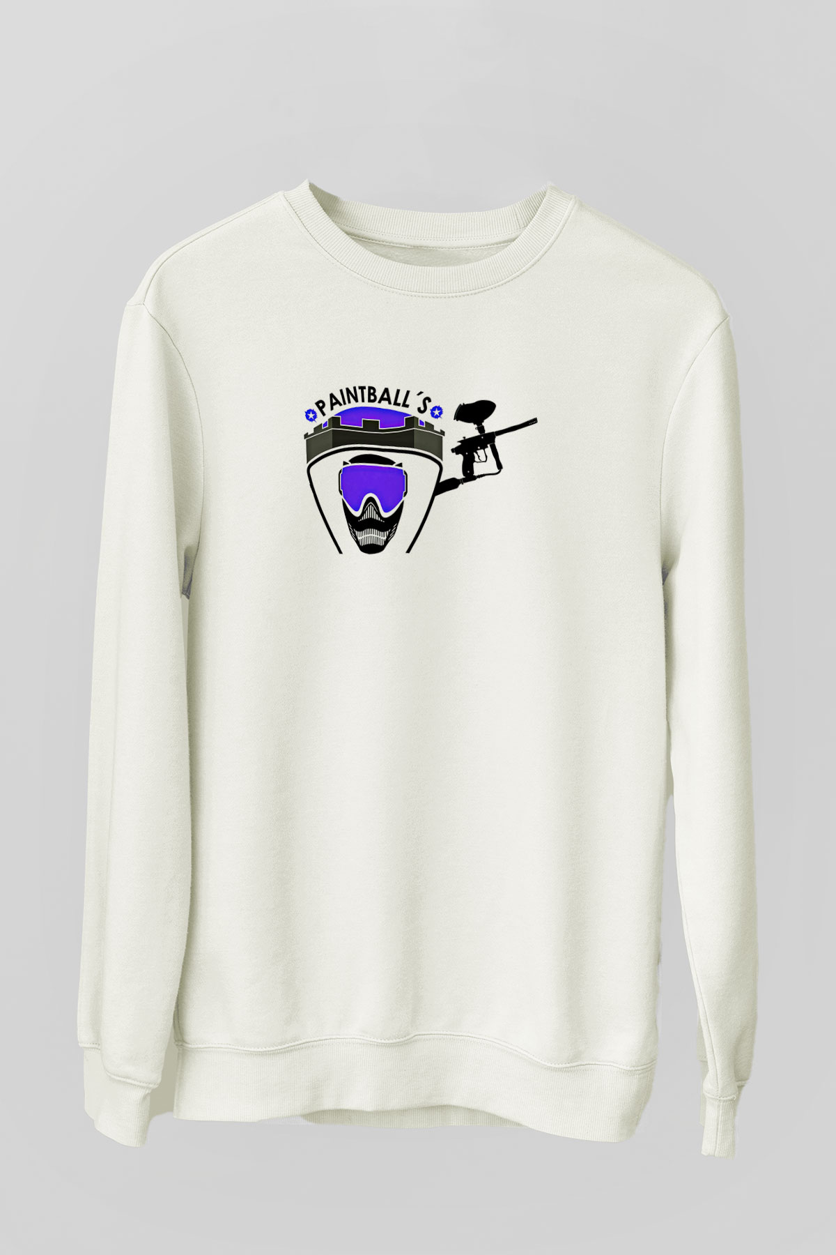 Paintball Baskılı Unisex Ekru Sweatshirt