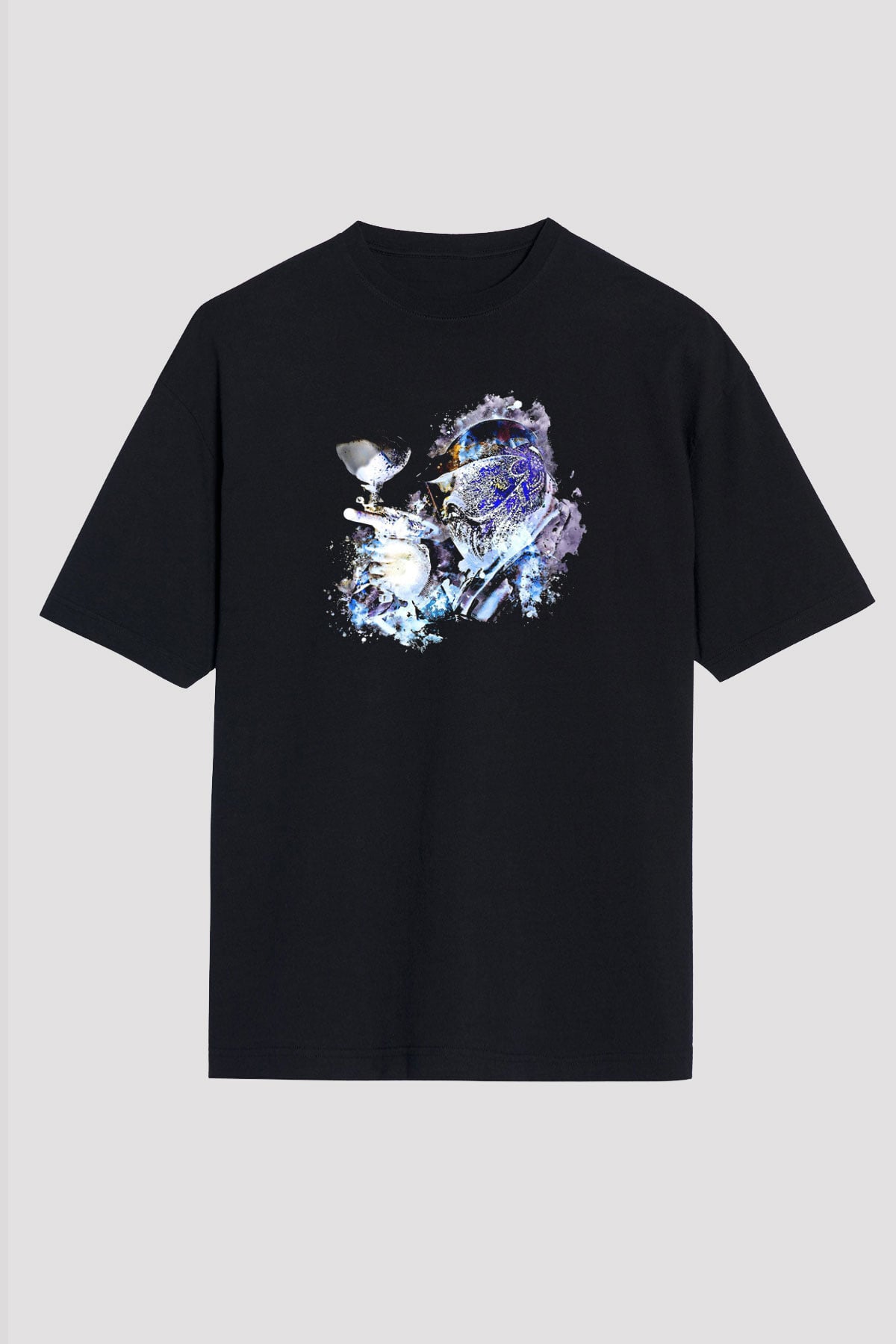 Paintball Baskılı Unisex Siyah Oversize Tişört