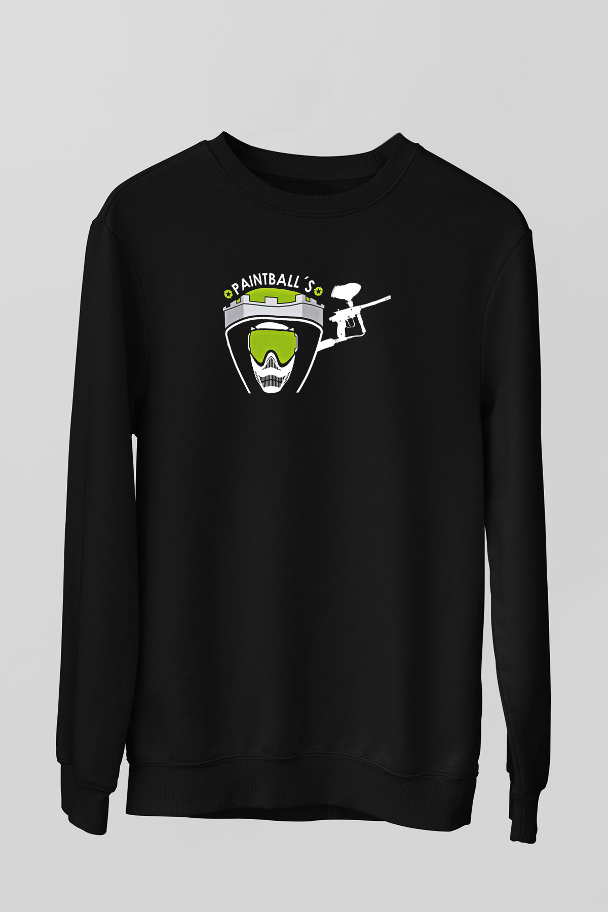 Paintball Baskılı Unisex Siyah Sweatshirt
