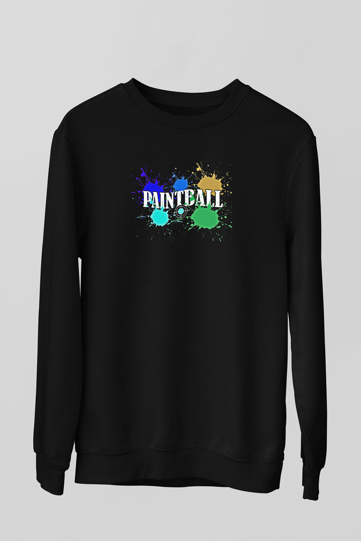 Paintball Baskılı Unisex Siyah Sweatshirt