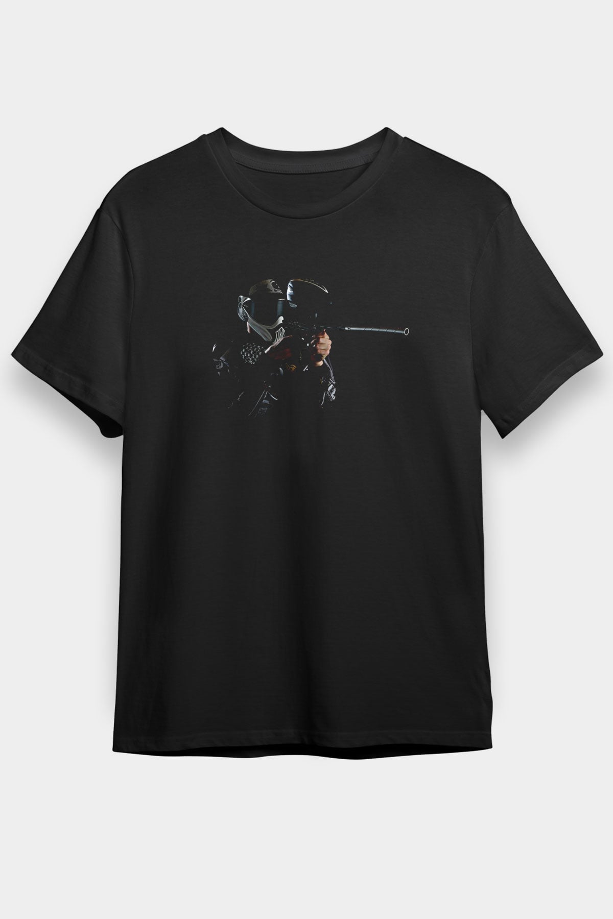 Paintball Baskılı Unisex Siyah Tişört - Tshirt