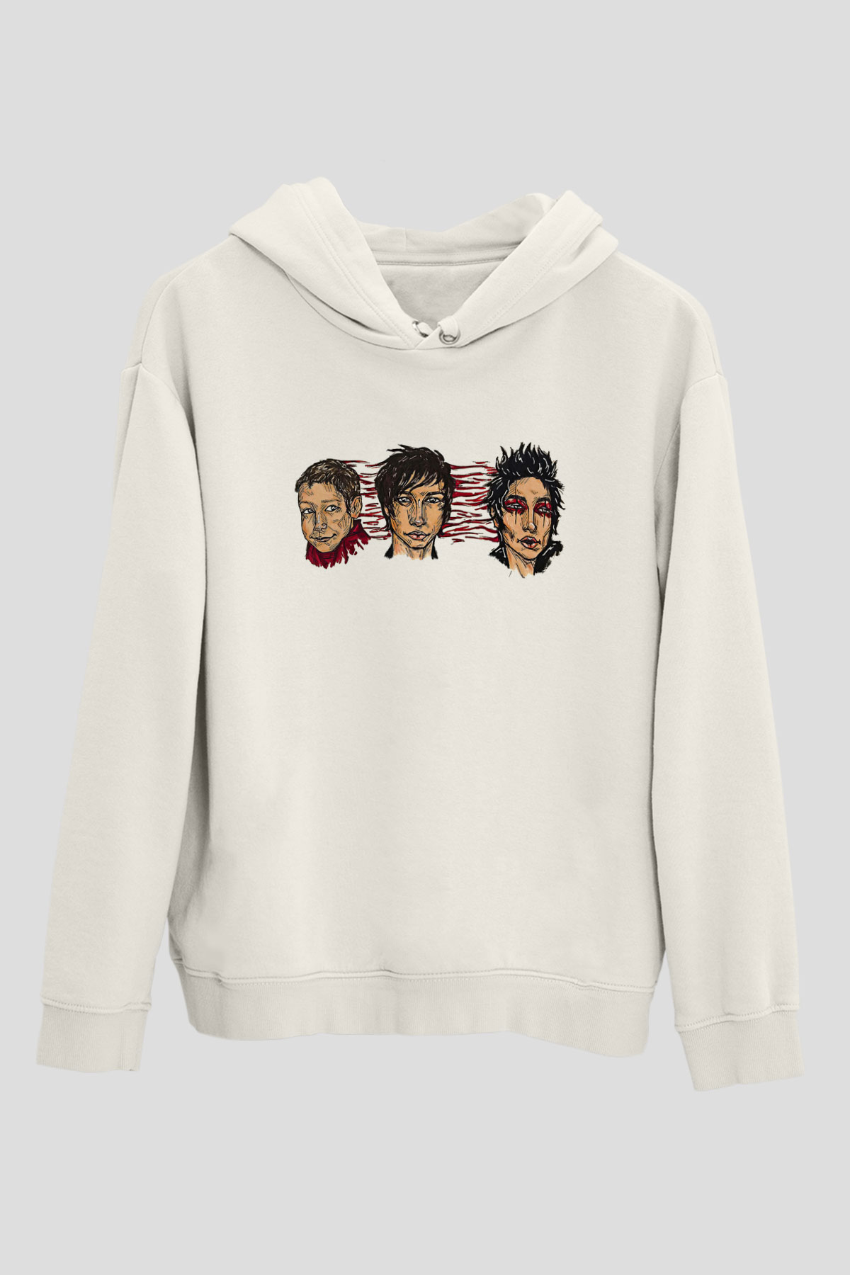 Palaye Royale Baskılı Beyaz Unisex Kapüşonlu Sweatshirt