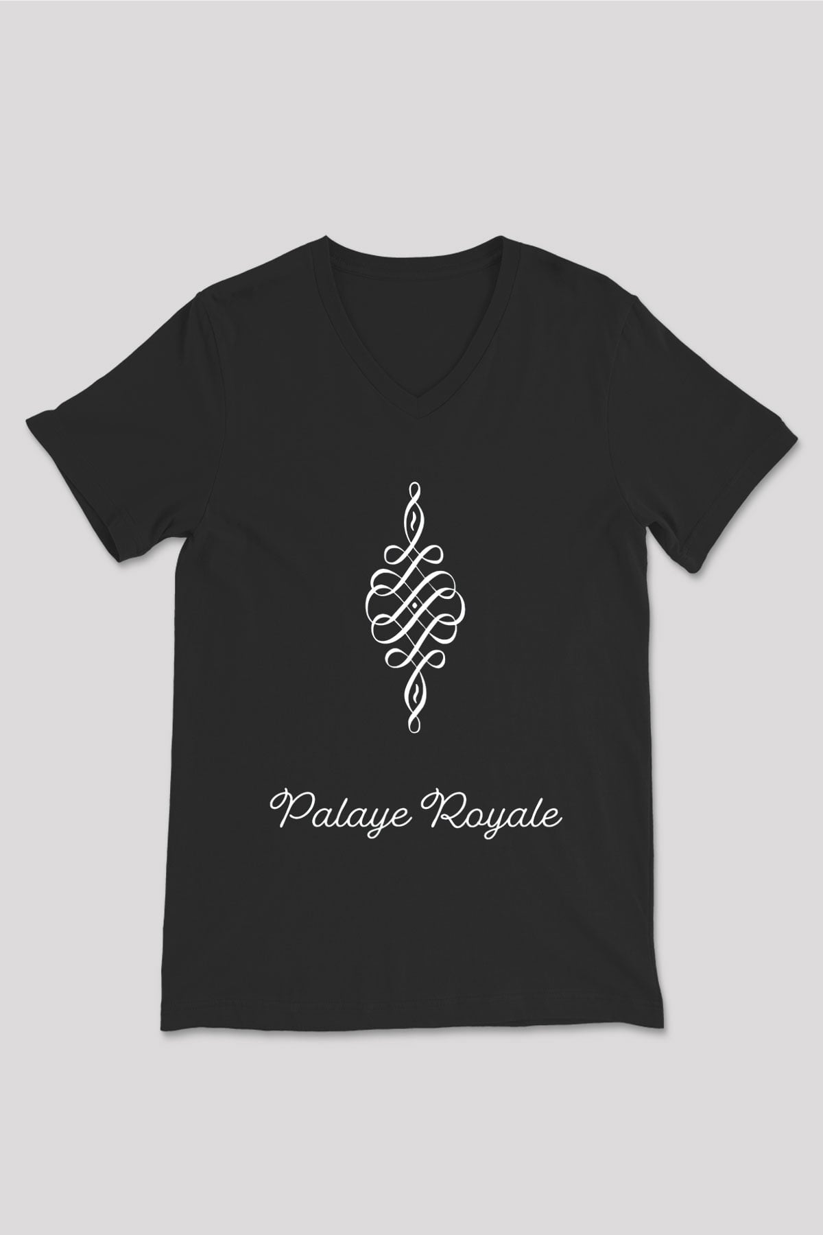 Palaye Royale Baskılı Unisex Siyah V Yaka Tişört - Tshirt