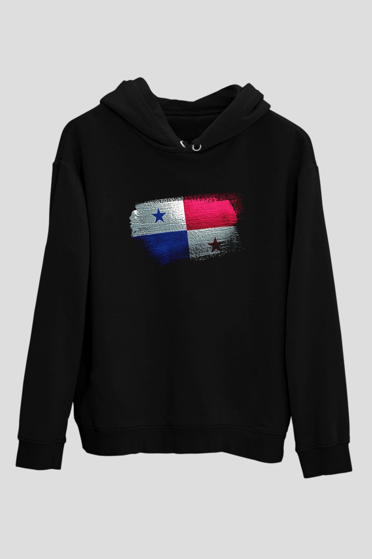 Panama Bayrağı Baskılı Unisex Siyah Kapüşonlu Sweatshirt