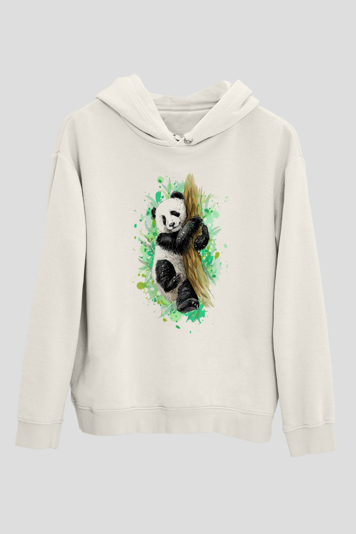 Panda Beyaz Unisex Hoodie