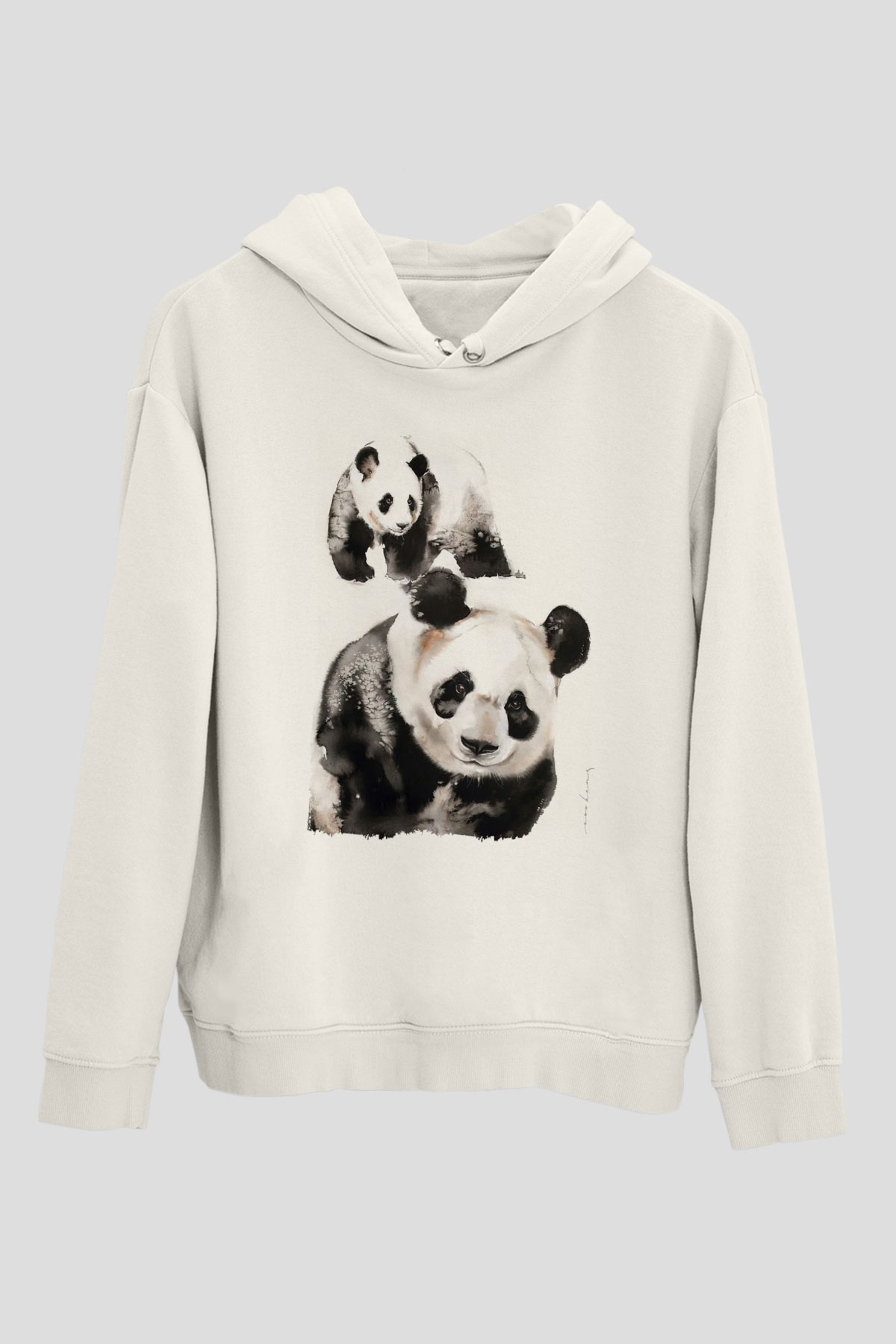 Panda Beyaz Unisex Hoodie