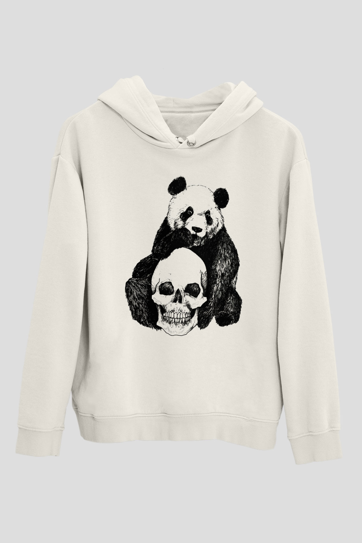 Panda Beyaz Unisex Kapşonlu Sweatshirt