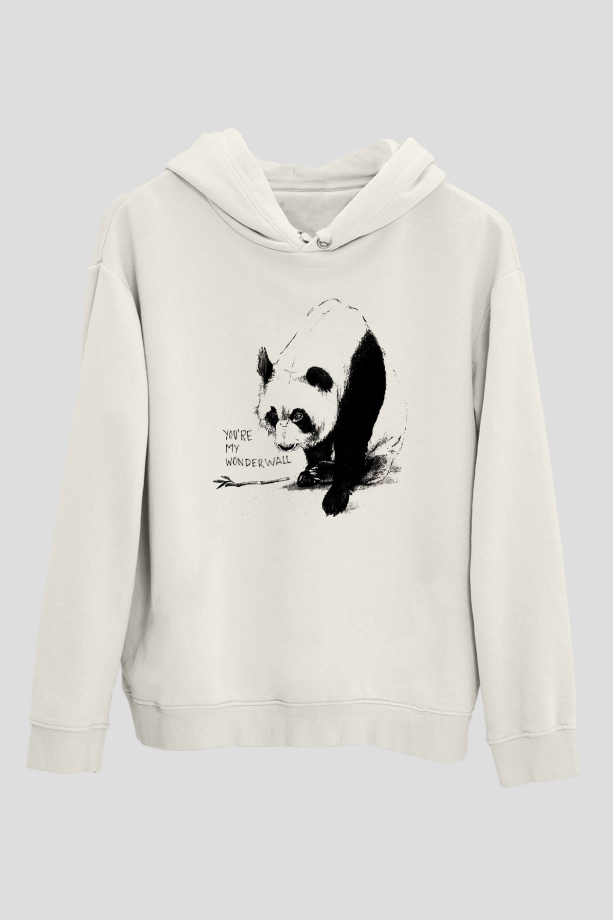 Panda Beyaz Unisex Kapşonlu Sweatshirt
