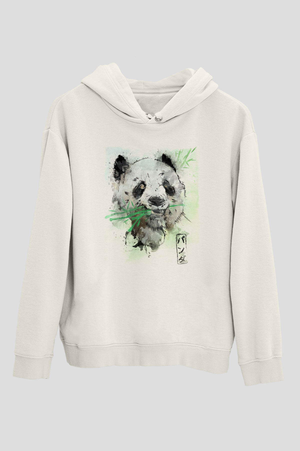 Panda Beyaz Unisex Kapüşonlu Sweatshirt