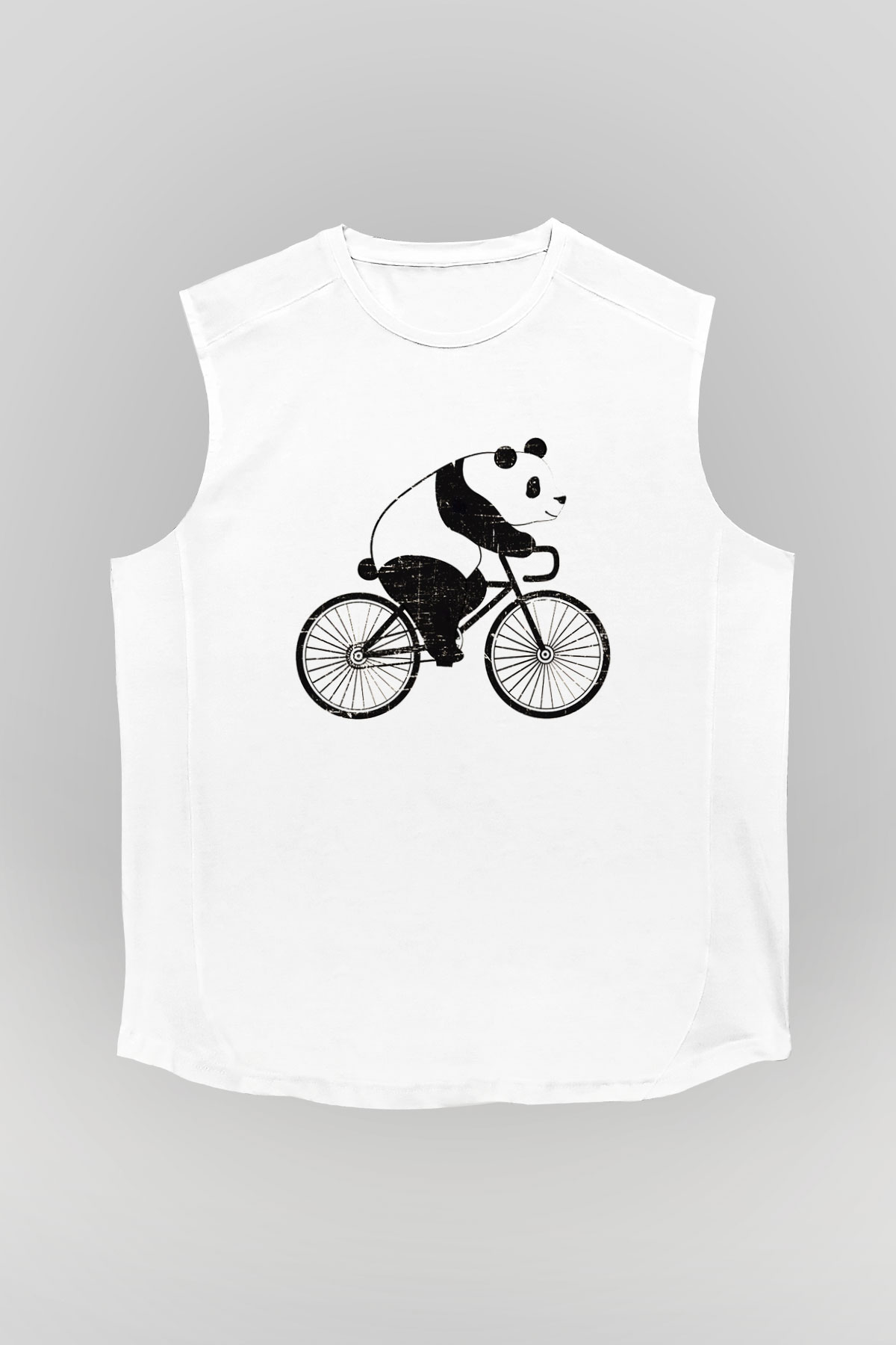 Panda Beyaz Unisex Kolsuz Tişört