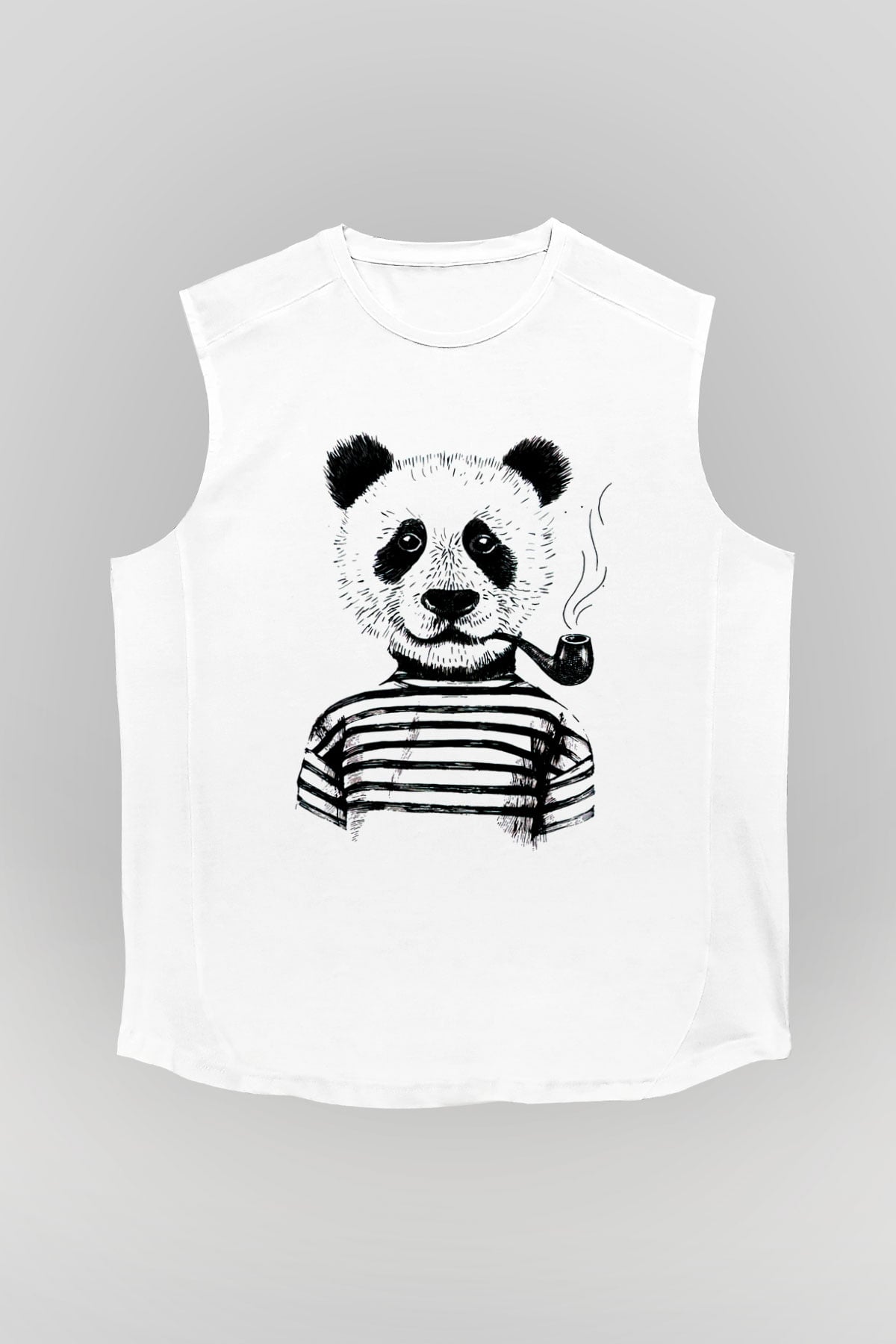 Panda Beyaz Unisex Kolsuz Tişört