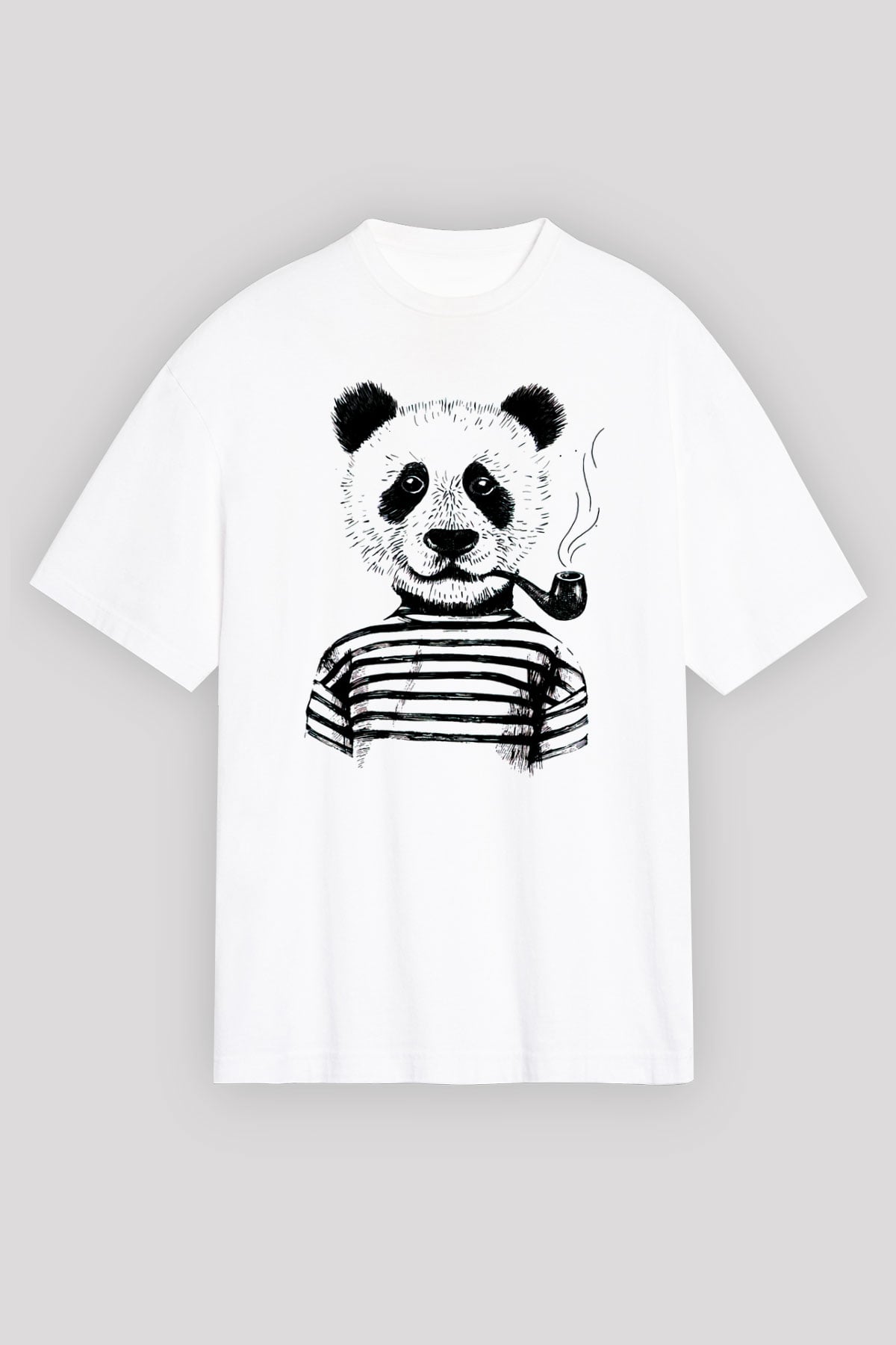 Panda Beyaz Unisex Oversize Tişört T-Shirt