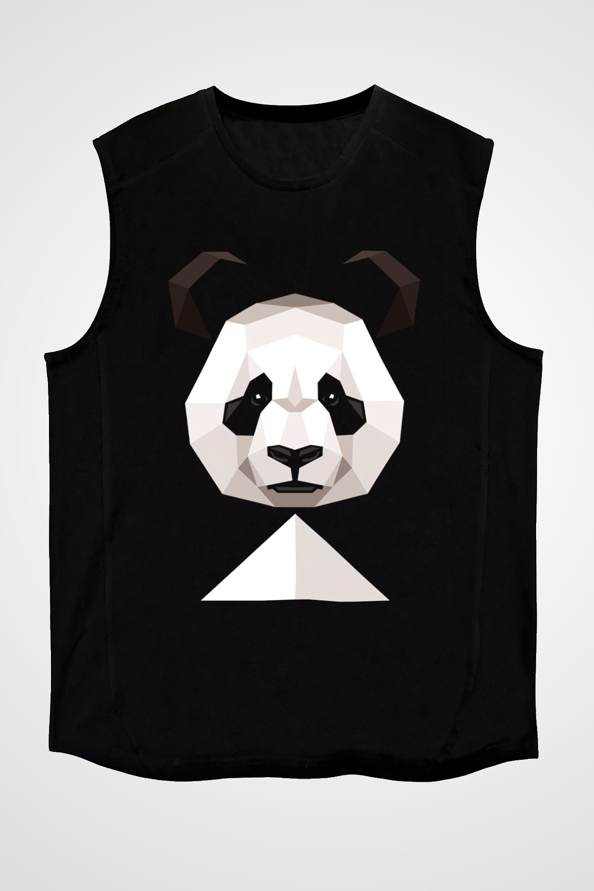 Panda Siyah Unisex Kolsuz Tişört
