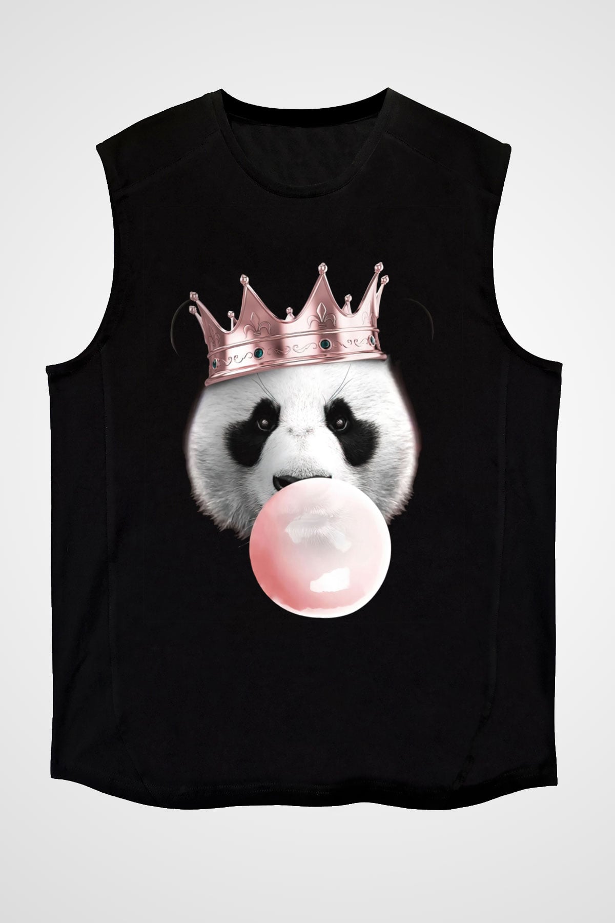 Panda Siyah Unisex Kolsuz Tişört