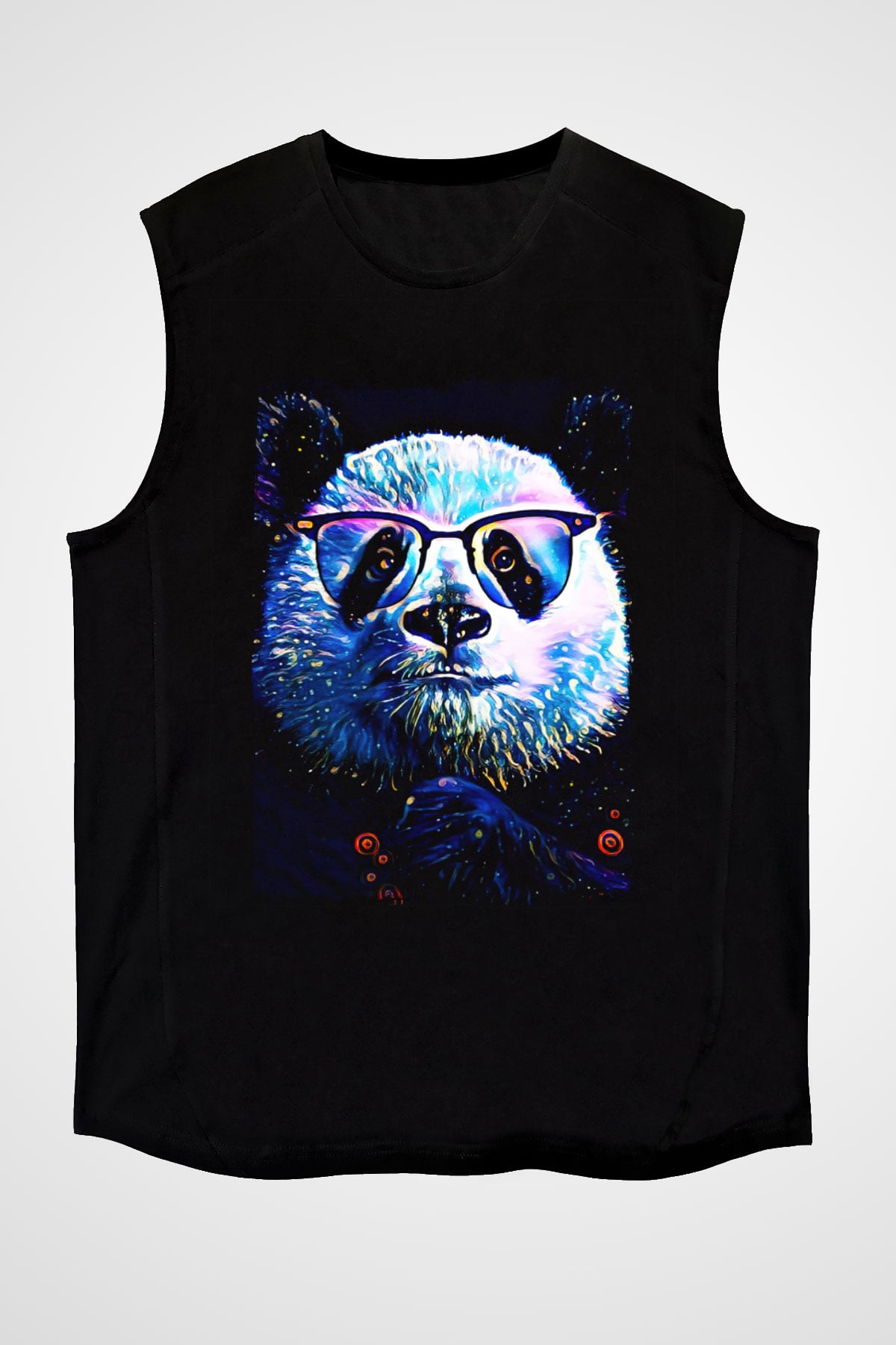Panda Siyah Unisex Kolsuz Tişört