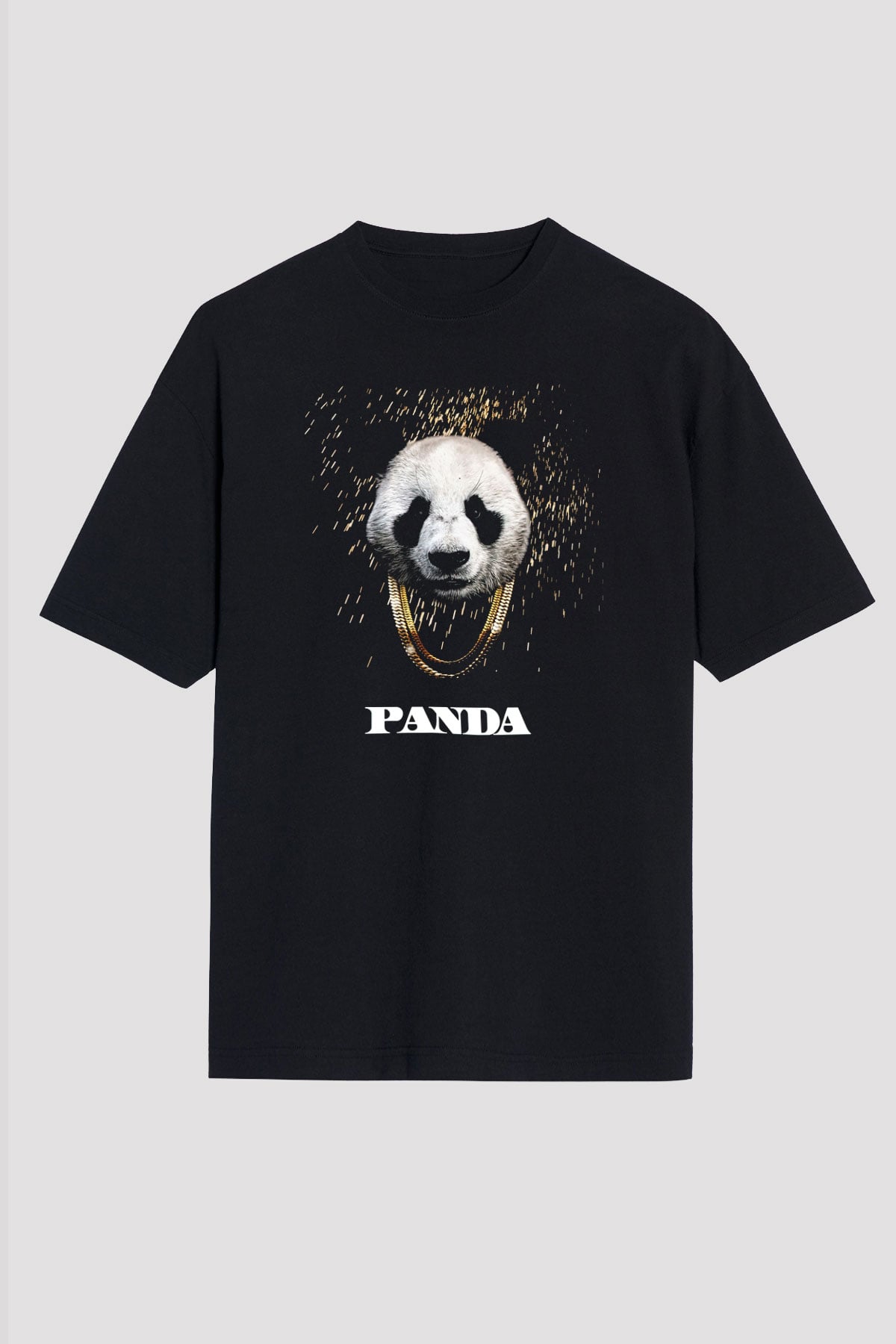 Panda Siyah Unisex Oversize Tişört T-Shirt