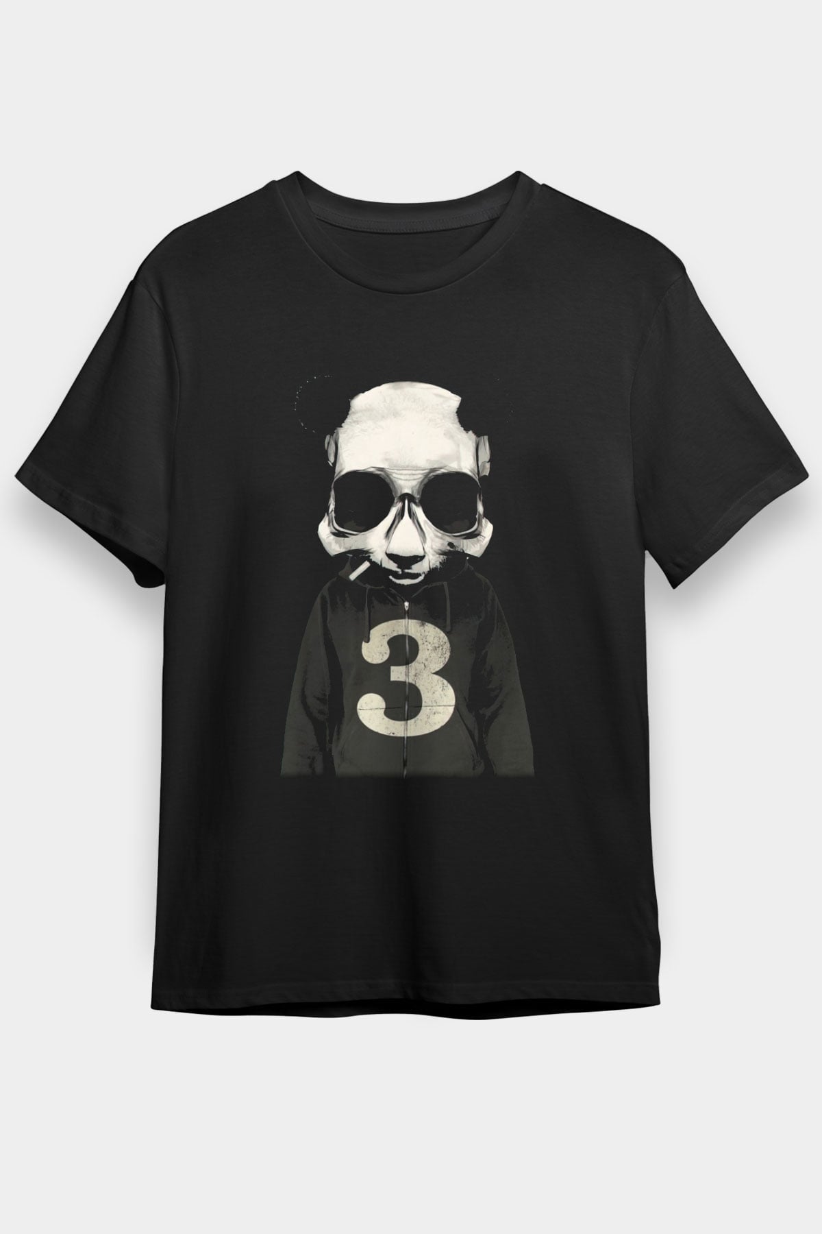Panda Siyah Unisex Tişört T-Shirt - TişörtFabrikası