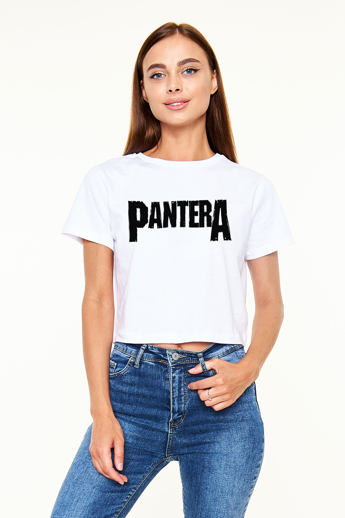 Pantera Beyaz Croptop Tişört