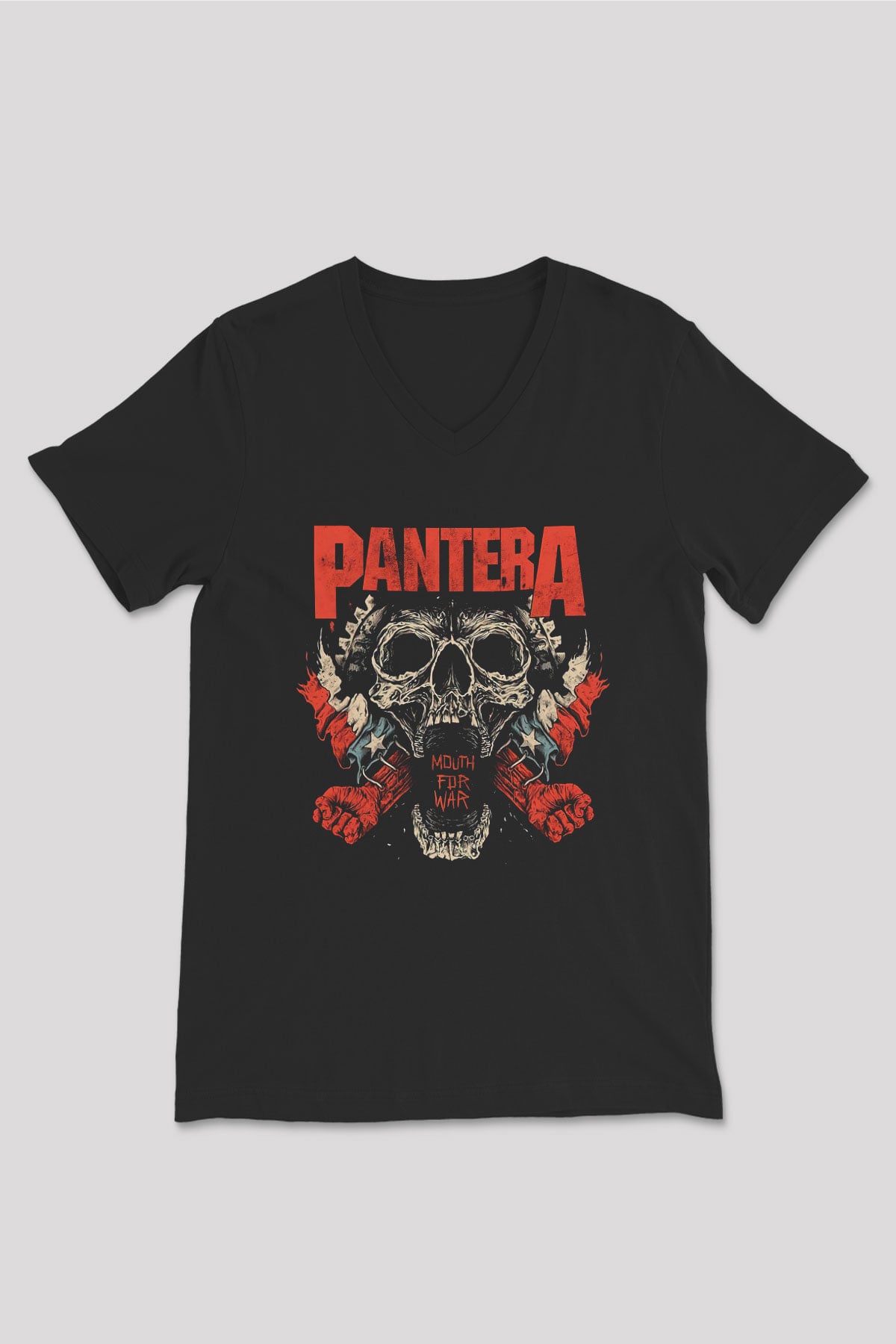 Pantera Siyah Unisex V Yaka Tişört T-Shirt