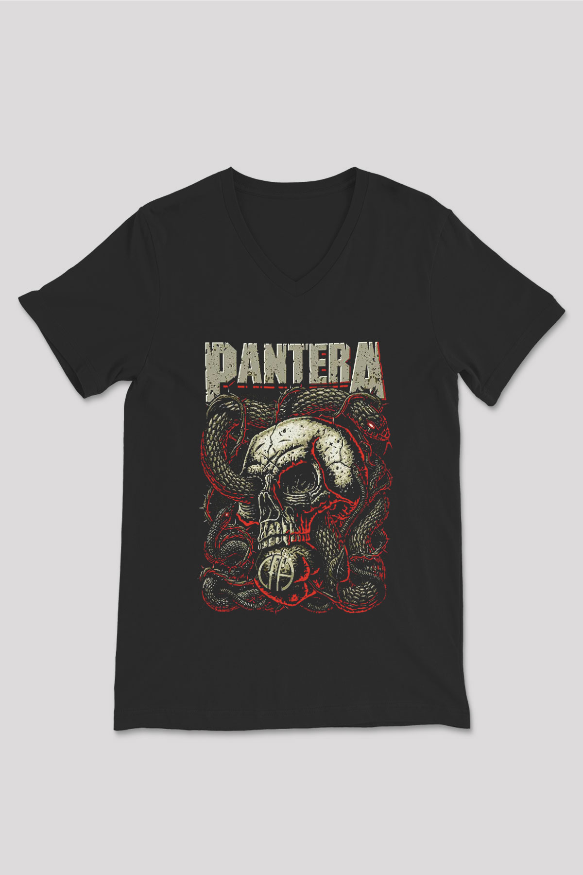 Pantera Siyah Unisex V Yaka Tişört T-Shirt
