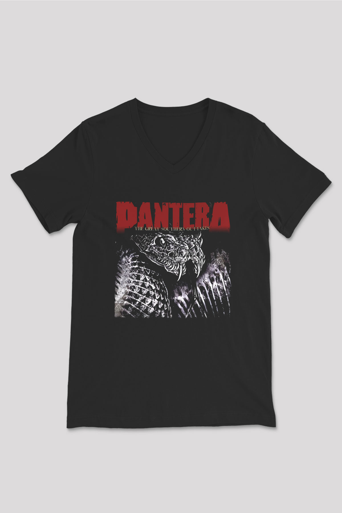 Pantera Siyah Unisex V Yaka Tişört T-Shirt