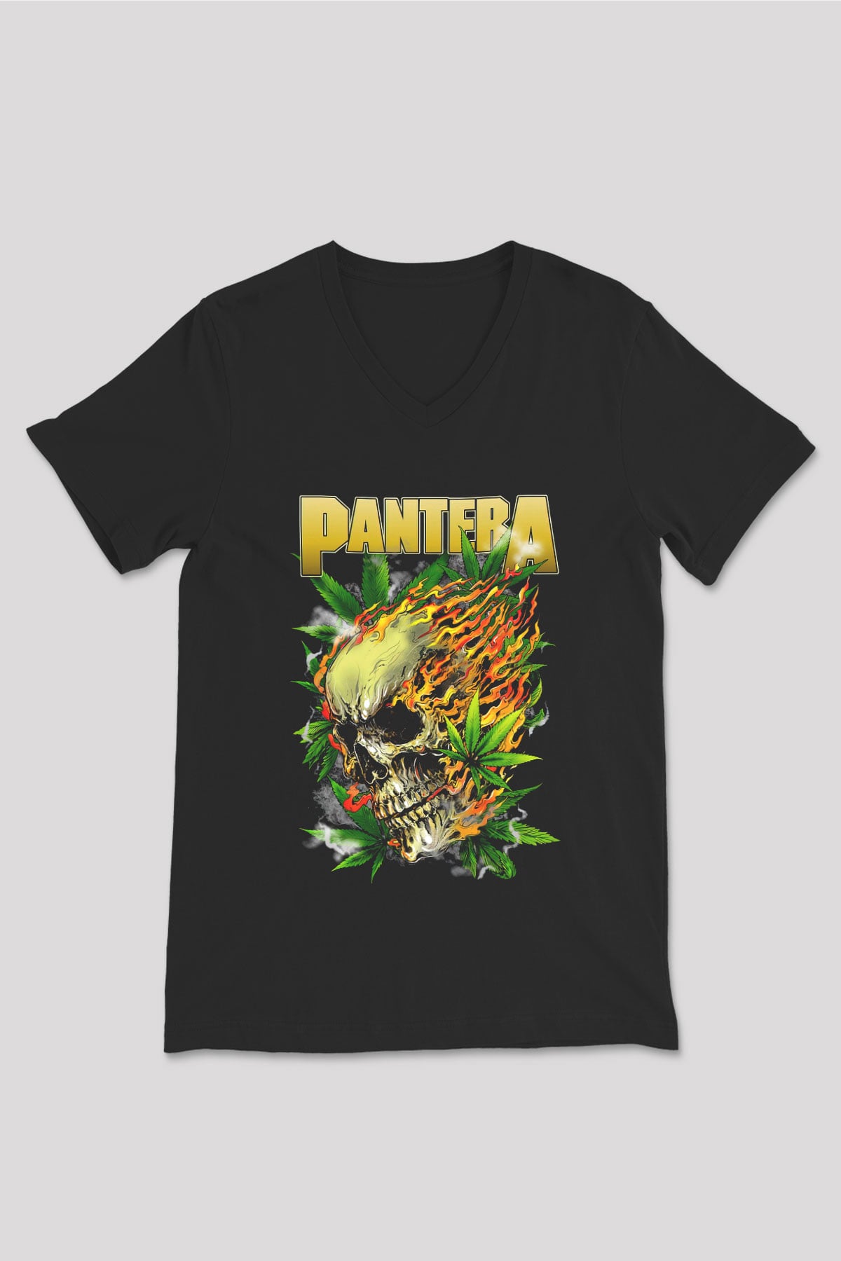 Pantera Siyah Unisex V Yaka Tişört T-Shirt
