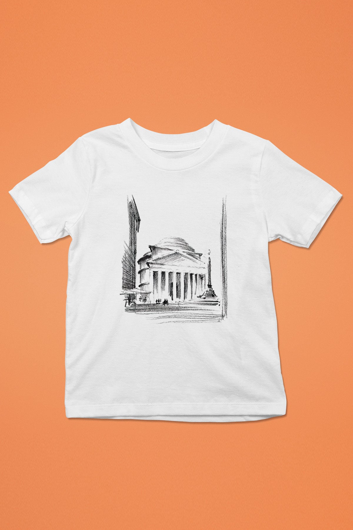 Pantheon Baskılı Beyaz Unisex Çocuk Tişört