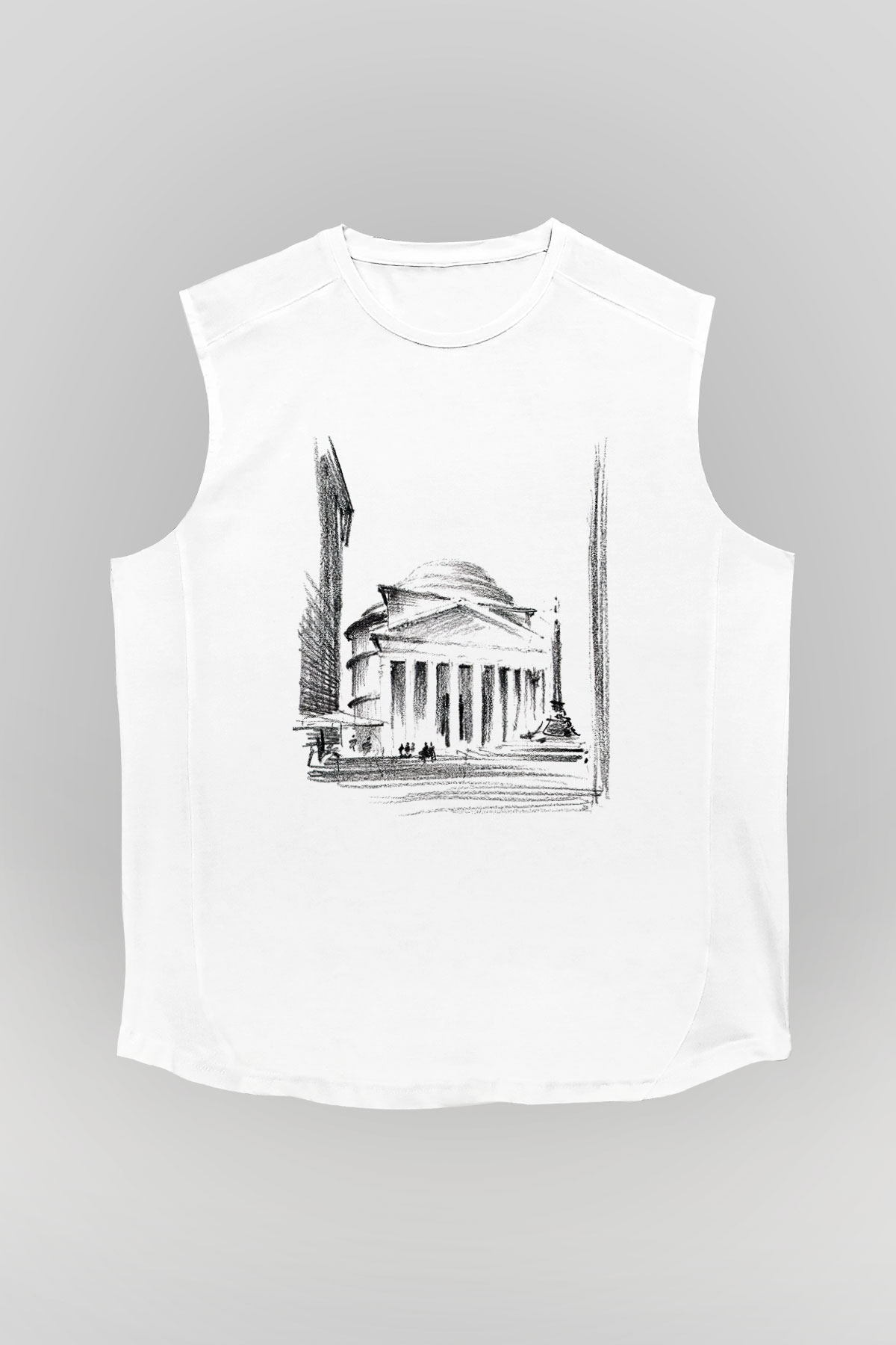 Pantheon Beyaz Unisex Kolsuz Tişört