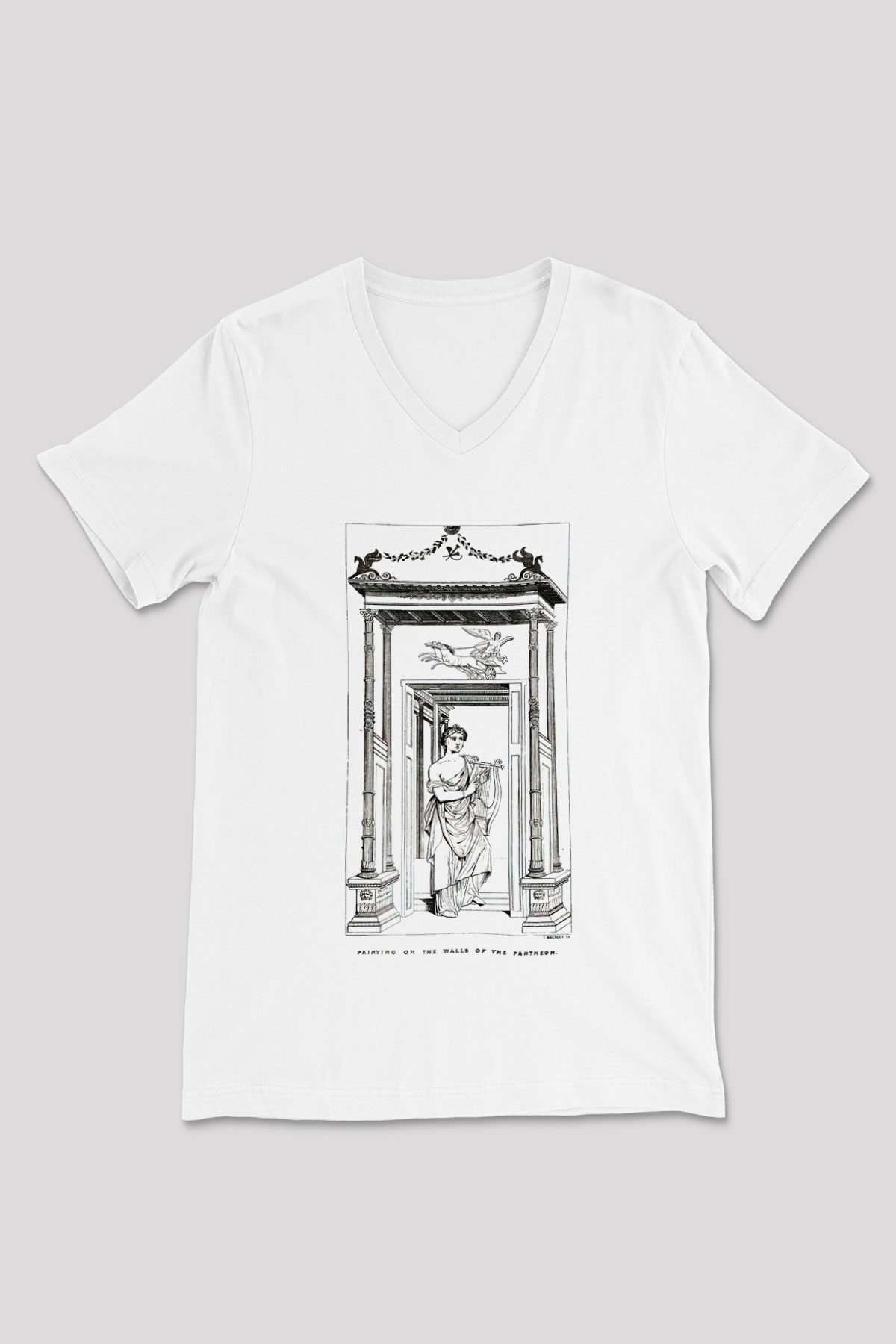 Pantheon Beyaz Unisex V Yaka Tişört T-Shirt