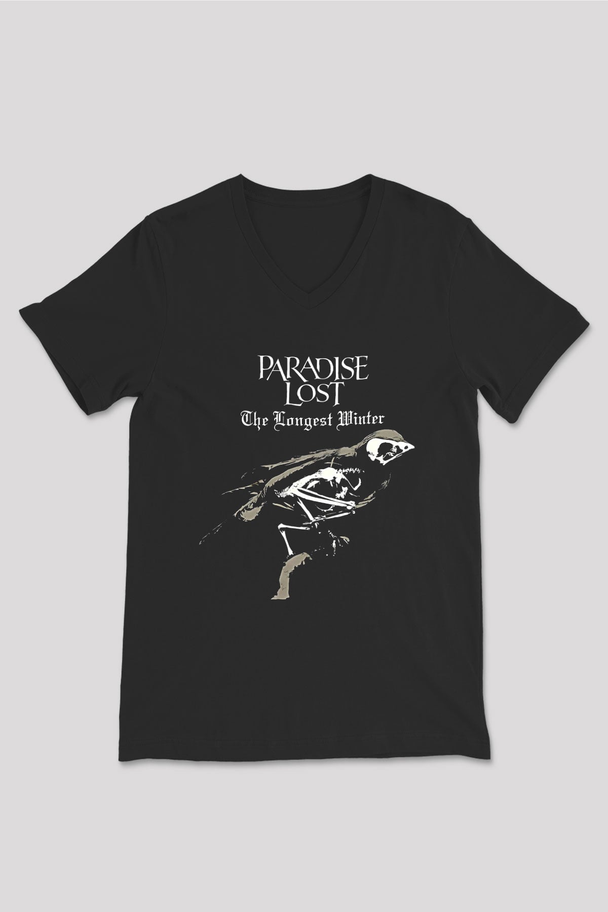 Paradise Lost Baskılı Unisex Siyah V Yaka Tişört - Tshirt