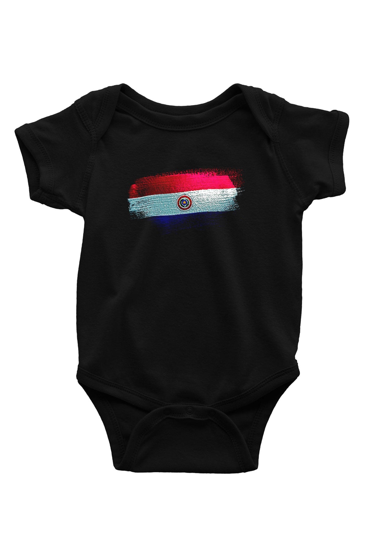 Paraguay Bayrağı Baskılı Unisex Siyah Bebek Body - Zıbın