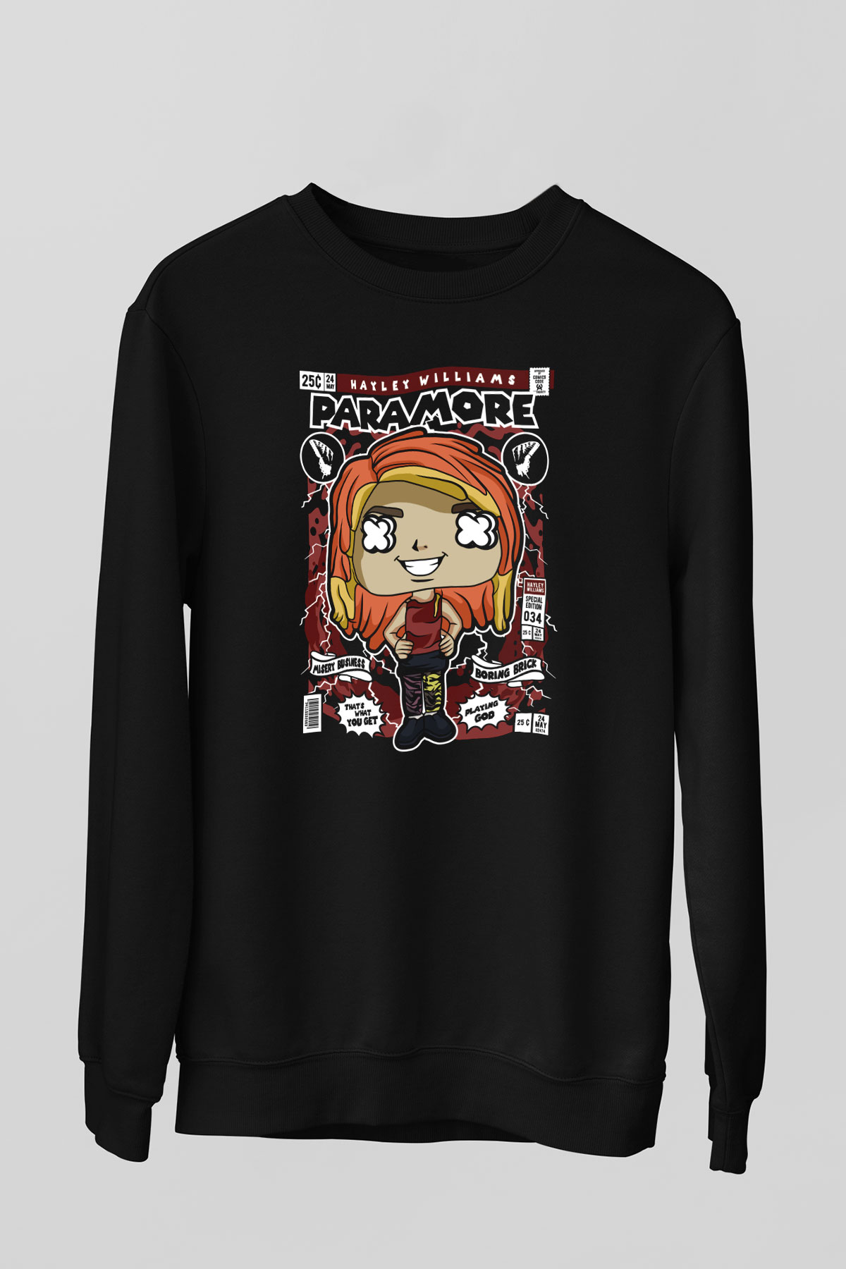 Paramore Hayley Williams Baskılı Unisex Siyah Sweatshirt