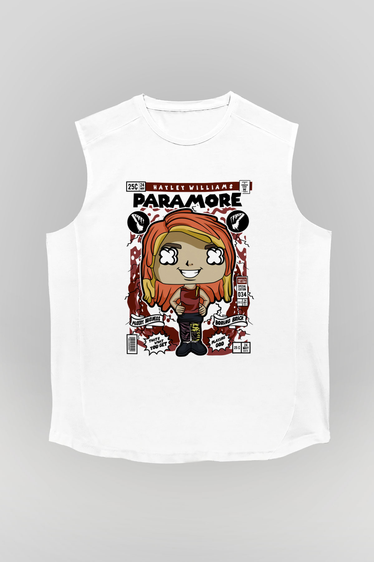 Paramore Hayley Williams Baskılı Unisex Beyaz Kolsuz Tişört