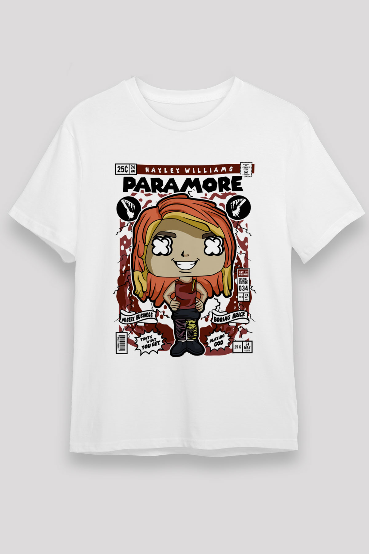 Paramore Hayley Williams Baskılı Unisex Beyaz Tişört