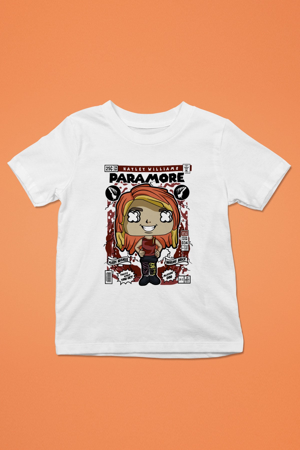 Paramore Hayley Williams Baskılı Unisex Beyaz Çocuk Tişört
