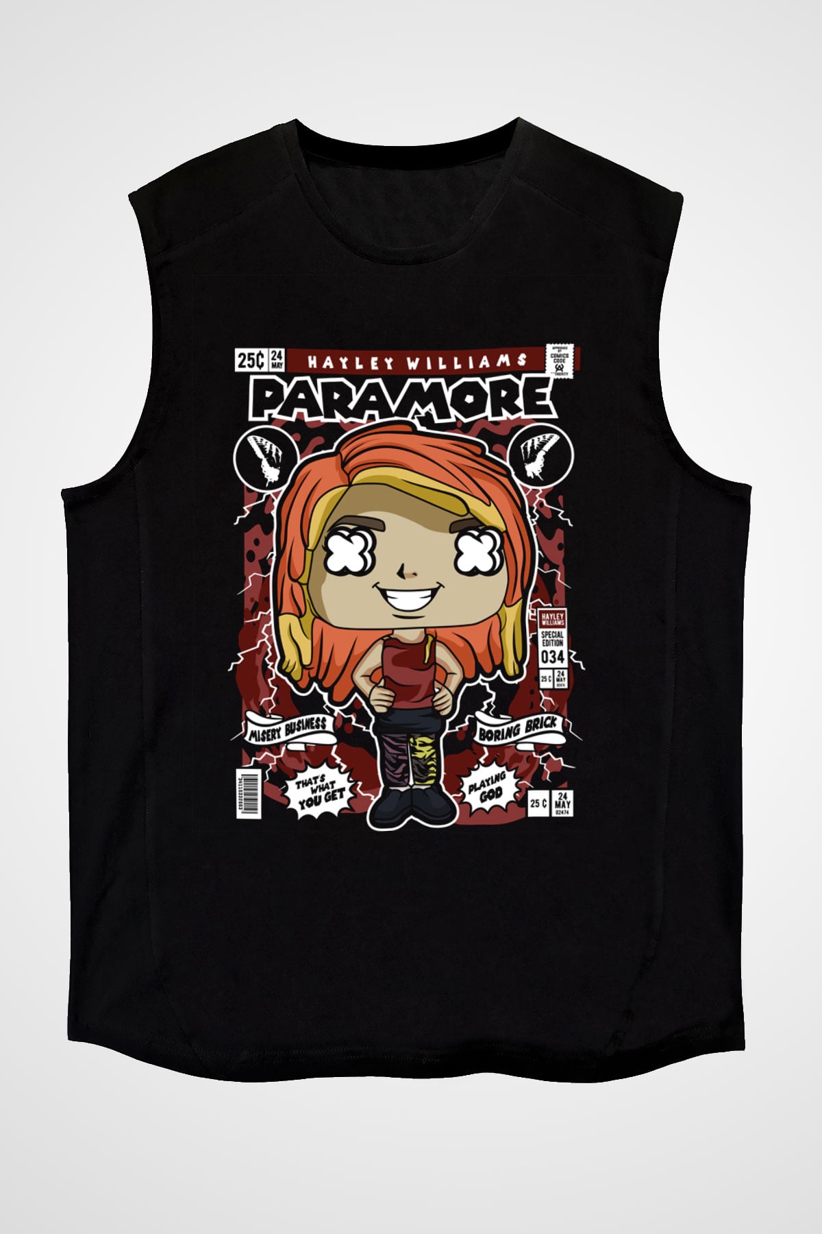 Paramore Hayley Williams Baskılı Unisex Siyah Kolsuz Tişört